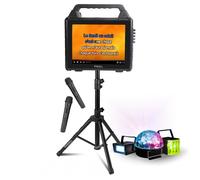 Pack Karaoké Enceinte Autonome Ecran USB Bluetooth Ibiza KARAVISION sur Pied - 3 Jeux Lumière Astro Strobe Derby - Evénements