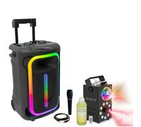 Pack Karaoké Enceinte Autonome USB Bluetooth Portable TWS 800W Ibiza MOBILE800 - 1 Micro - Machine Fumée LED FOGGY-ASTRO DJ Fête