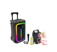 Pack Karaoké Enceinte Autonome USB Bluetooth Portable TWS 800W Ibiza MOBILE800 - 1 Micro - Machine Fumée LED FOGGY-ASTRO DJ Fête