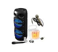 Pack Karaoké Enceinte Bluetooth 300W 2x8'' LED TWS Party PLUTON - 2 micros - Jeu Lumière Derby PARTY-DERBY6 - Anniversaire