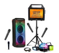 MOOVING LIGHT & SOUND - Pack Karaoké Enceinte Bluetooth 600W Mooving MS-ELECTRO-SOUND600 - Enceinte Écran Portable sur Pied - 4 Micros - 3 Jeux Lumière