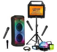 MOOVING LIGHT & SOUND - Pack Karaoké Enceinte Bluetooth 600W Mooving MS-ELECTRO-SOUND600 - Enceinte Écran Portable sur Pied - 4 Micros - 3 Jeux Lumière