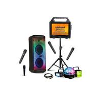 MOOVING LIGHT & SOUND - Pack Karaoké Enceinte Bluetooth 600W Mooving MS-ELECTRO-SOUND600 - Enceinte Écran Portable sur Pied - 4 Micros - 3 Jeux Lumière