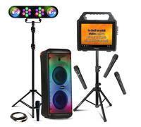 Pack Karaoké Enceinte Bluetooth 600W Mooving MS-ELECTRO-SOUND600 - Enceinte Écran Portable sur Pied - Portique Lumière DJ - 4