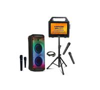 Pack Karaoké Enceinte Bluetooth 600W Mooving Sound MS-ELECTRO-SOUND600 - Enceinte Ecran 2-en-1 Portable - 4 Micros - Pied Support