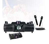 Enceinte connectée Hifi Party Light & Sound Pack Karaoké - Enceinte Bluetooth LEDS USB SD FM Compacte PARTY-FALCON - 2 Micros Sans Fils PARTY-200UHF-MKII Soirée Musique Fête