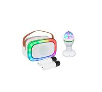 Pack Karaoké Enceinte Bluetooth Party KARAKID20 Enfant USB 2 Micros Sans Fil - Effet de Lumière MAGIC-LIGHT-MICRO-S Fête Ado
