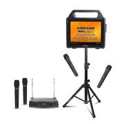 Pack Karaoké Enceinte Ecran 2 micros sans fil Bluetooth Ibiza KARAVISION sur Pied - Système micros sans fil PARTY-200UHF - Soirée