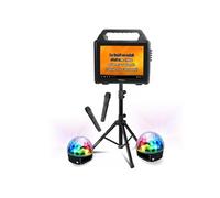 Pack Karaoké Ibiza Enceinte Ecran USB Bluetooth KARAVISION sur Pied - 2 Effets Lumière PARTY-ASTRO6 - Evénements Soirée Noir