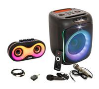 Pack Karaoké Enceinte Enfant Bluetooth Autonome Lumineux Ibiza Sound CUBE180 180W SD USB 2 Micros - Petite Enceinte Portable