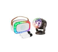 Pack Karaoké Enceinte Enfant Bluetooth USB PARTY KARAKID20 2 Micros Sans Fil - Boule Disco RGB LED Effet Astro Fête Anniversaire Boom