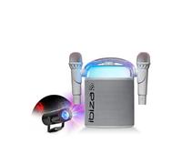 Pack Karaoké Enceinte Portable Autonome Bluetooth Ibiza KARAHOME-WH 120W USB SD 2 micros - Effet Lumière LED Waterwave Fête Enfant