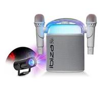 Pack Karaoké Enceinte Portable Autonome Bluetooth Ibiza KARAHOME-WH 120W USB SD 2 micros - Effet Lumière LED Waterwave Fête Enfant Blanc G