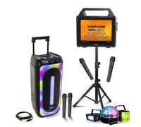 Pack Karaoké Enceinte Portable Bluetooth 1000W MS-MAGIC-SOUND1000 - Enceinte Ecran 2-en-1 Portable KARAVISION sur Pied - 4 Micros