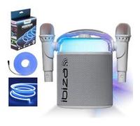 Pack Karaoké Enceinte Portable Bluetooth Ibiza KARAHOME-WH 120W AUX USB SD 2 micros - Éclairage Effet Néon LED Flexible - Fête Blanc