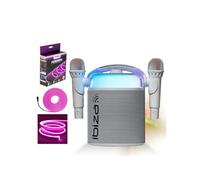 Pack Karaoké Enceinte Portable sur batterie Bluetooth KARAHOME-WH 120W USB SD 2 micros - Eclairage LED Effet Néon Flexible - Fête