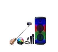 Pack Karaoké - Enceinte sans fil USB Bluetooth 600W Mooving ELECTRO-SOUND600 - 2 Micros - Jeu Lumière Astro Ibiza - Enceinte Perche Selfie