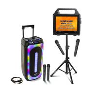 Pack Karaoké Enceinte USB Bluetooth sur Batterie 1000W Mooving MS-MAGIC-SOUND1000 - Enceinte Écran Portable sur Pied - 4 Micros VHF