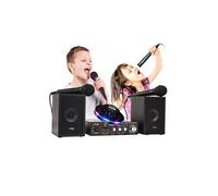 karaoké enfant ibiza sound star2mkii, 2x50w port usb/sd avec contrôles, jeu de lumière ovni multi led rvb