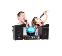 Pack Karaoké Enfant Ibiza sound 2x50W STAR2MKII, Port USB/SD avec contrôles, Jeu de lumière BALL6 multi LED RVB