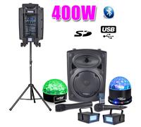 Pack Karaoké FIESTA 400W + Pied + SIXMAGIC + SUNMAGIC + 2 LEDSTROBE