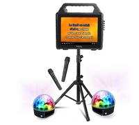 Pack Karaoké Ibiza Enceinte Ecran USB Bluetooth KARAVISION sur Pied - 2 Effets Lumière PARTY-ASTRO6 - Evénements Soirée