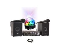 Pack KARAOKE-STAR2MKII Enfant - 2 Enceintes 2 Micros 1 Ampli Bluetooth USB SD 100W - Jeu Lumière Astro LEDS RGB - Cadeau Soirée