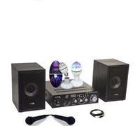 Pack Karaoké - KARAOKE-STAR2MKII Enfant - 2 Enceintes 2 Micros 1 Ampli Bluetooth USB SD 100W - Jeu Lumière Astro Rotatif LEDS RGB - Cadeau Noir G