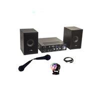 Pack KARAOKE-STAR2MKII Enfant - 2 Enceintes 2 Micros 1 Ampli Bluetooth USB SD 100W - Jeu Lumière Astro RGB - Cadeau Soirée Fête