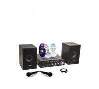 Pack KARAOKE-STAR2MKII Enfant - 2 Enceintes 2 Micros 1 Ampli Bluetooth USB SD 100W - Jeu Lumière Astro Rotatif LEDS RGB - Cadeau