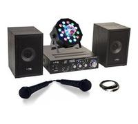 Pack Karaoké - KARAOKE-STAR2MKII Enfant - 2 Enceintes 2 Micros 1 Ampli Bluetooth USB SD 100W - Projecteur 2-en-1 PAR Astro Musique Soirée Fête Noir G