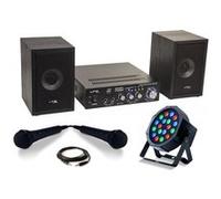 Pack Karaoké - KARAOKE-STAR2MKII Enfant - Bluetooth USB SD 100W 2 Enceintes 2 Micros 1 Ampli - Projecteur PAR LEDS RGB - Cadeau Soirée Noir G