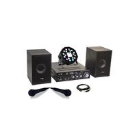 Pack Karaoké - KARAOKE-STAR2MKII Enfant - Bluetooth USB SD 100W 2 Enceintes 2 Micros 1 Ampli - Projecteur 2-en-1 PAR Stroboscope Cadeau Noir G