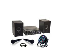 Pack KARAOKE-STAR2MKII Enfant - Bluetooth USB SD 100W 2 Enceintes 2 Micros 1 Ampli - Projecteur PAR LEDS RGB - Cadeau Soirée