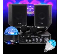 Pack Karaoké - LTC - STAR2MKII - 2x50W - Bluetooth USB/SD - 2 micros + 2 enceintes bois
