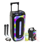 Pack Karaoké MOOVING SOUND - Enceinte Bluetooth Portable 1000W USB SD 2 Micros - Machine Fumée LED FOGGY-ASTRO Fête Anniversaire
