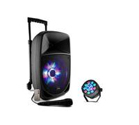 Pack Karaoké PARTY-8LED Enceinte Bluetooth Portable 500W USB SD FM MP3 - Projecteur 2-en-1 Soirée Cadeau Musique Fête
