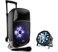 Pack Karaoké PARTY-8LED Enceinte Nomade USB SD FM MP3 Bluetooth 300W - Projecteur 2-en-1 Musique Fête Soirée Cadeau