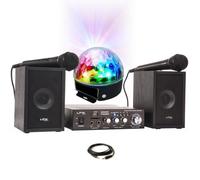 Pack KARAOKE-STAR2MKII Enfant - 2 Enceintes 2 Micros 1 Ampli Bluetooth USB SD 100W - Jeu Lumière Astro LEDS RGB - Cadeau Soirée