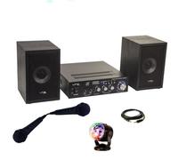 Pack Karaoké - KARAOKE-STAR2MKII Enfant - 2 Enceintes 2 Micros 1 Ampli Bluetooth USB SD 100W - Jeu Lumière Astro RGB - Cadeau Soirée Fête Noir G