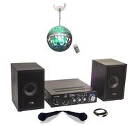 Pack KARAOKE-STAR2MKII Enfant - Bluetooth USB SD 100W 2 Enceintes 2 Micros 1 Ampli - Boule Disco LED RGB Cadeau Soirée Fête Musique