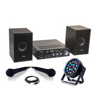 Pack KARAOKE-STAR2MKII Enfant - Bluetooth USB SD 100W 2 Enceintes 2 Micros 1 Ampli - Projecteur PAR LEDS RGB - Cadeau Soirée