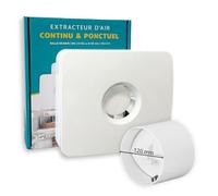 Pack KELIS - Extracteur d'air connecté avec Clapet Anti-retour intégré 125MM - Fonctionnement intermittent ou continu pour Salle de Bain/WC/Cuisine