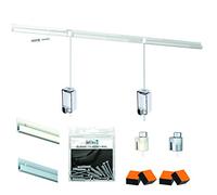 Pack/Kit Cimaise Classic Rail Atiteq - Accrochage Tout compris Haut de Gamme - Fils Transparent 150 cm - 40 Kg (4 Mètres, Blanc)