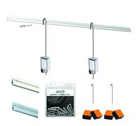 Pack/Kit Cimaise Classic Rail Atiteq - Accrochage Tout compris Haut de Gamme - Tige 2mm 100 cm - 40 Kg (30 Mètres, Blanc)