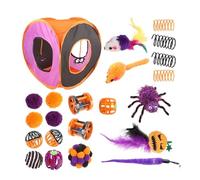 Pack kit initial pour chatons - Ensemble de jouets interactifs pour tunnel de jeu pour chat, jouets de divertissement pour chat | Jouets de souris à ressort avec de plumes de chat