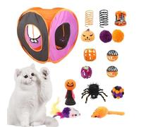 Pack kit initial pour chatons - Ensemble de jouets interactifs pour tunnel de jeu pour chat, jouets de divertissement pour chat | Jouets de souris à ressort avec baguette de plumes de chat