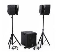 Pack Kit Sonorisation 1200W DJ complet BM SONIC BMS15-HORN , Enceintes satellites, Caisson 38cm USB/Bluetooth, Supports Câbles