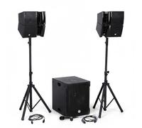 Pack Kit Sonorisation DJ Complet BM Bmsonic BMS15-HORN, Enceintes Satellites, Caisson 38cm USB/Bluetooth, cle USB 32g Inclus