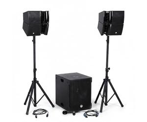 Pack Kit Sonorisation DJ Complet BM Bmsonic BMS15-HORN, Enceintes Satellites, Caisson 38cm USB/Bluetooth, cle USB 32g Inclus